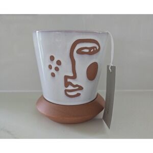 Bloomingville stoneware face planter w saucer white terracotta new with tag boho